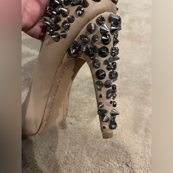 🚨3 for $15🚨 SAM EDELMAN spiky nude peep toe heels - Picture 6 of 7